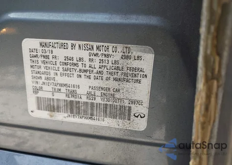 2019 Infiniti Q50 3.0T Luxe from USA, damaged, VIN JN1EV7APXKM541616
